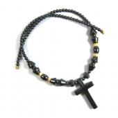 18inch Hematite Cross Pendant Stone Strands Necklace